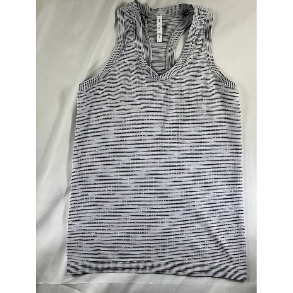 Athleta Women's Small Gray, White, black Racerback Tank Top Quick Dry Stretch